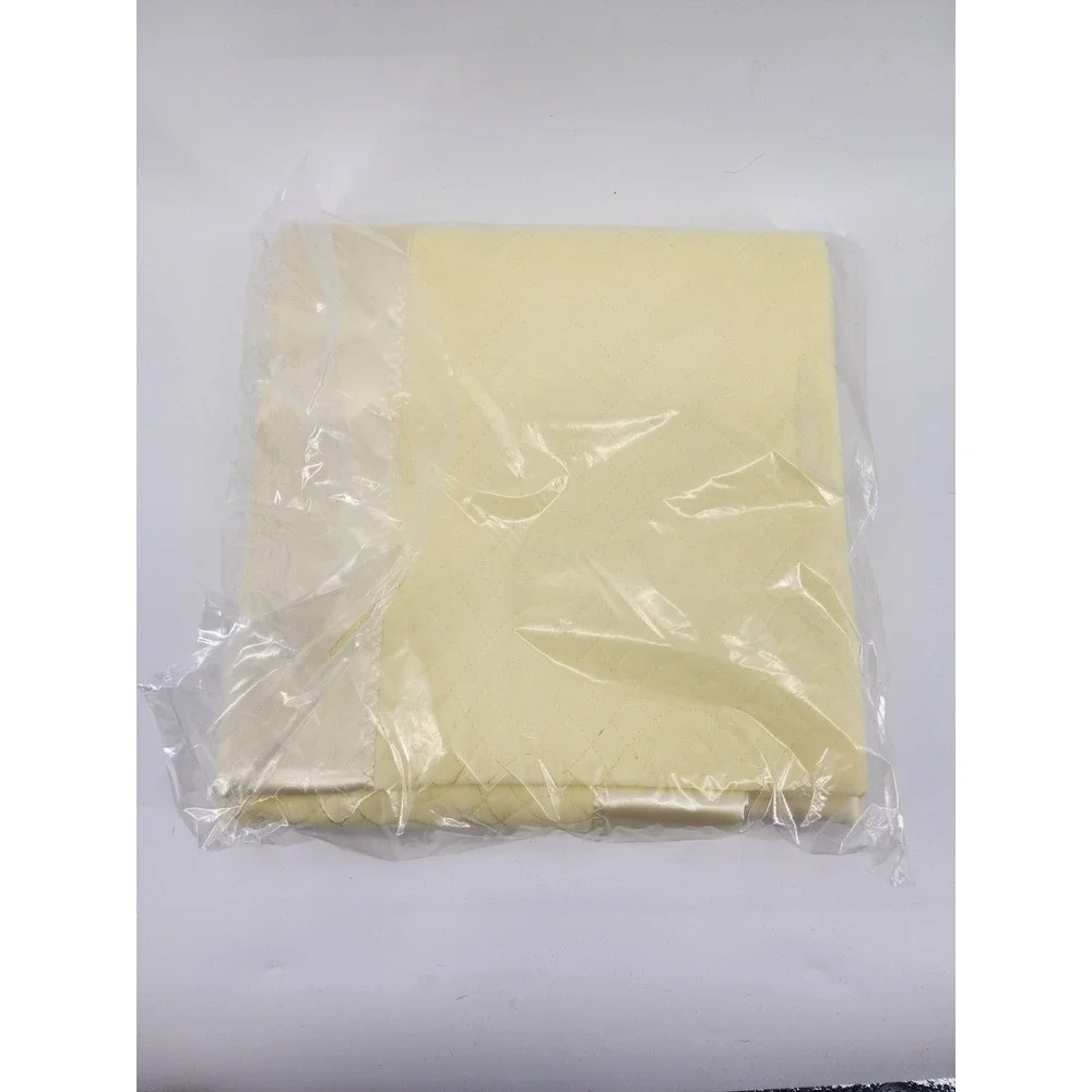 Vintage Homestead Baby Blanket Yellow‎ Quilted Satin Trim Estron Tricot NOS New